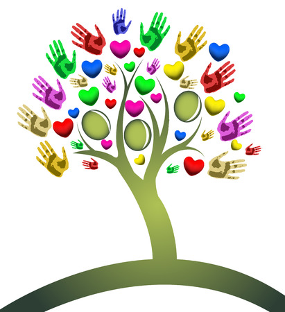 Tree hearts hand shapes, vector art illustration.のイラスト素材