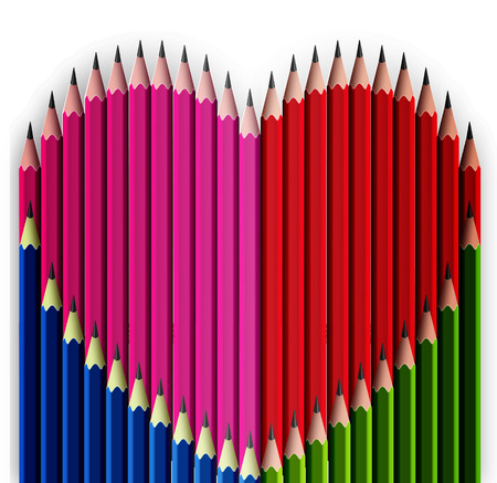 Heart of pencils, vector art illustration of love.のイラスト素材