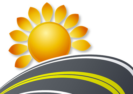 the sun and the road, vector art illustration.のイラスト素材