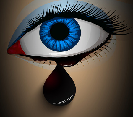 Mascara flowed from his eyes, vector art illustration.のイラスト素材