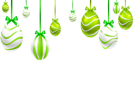 Festive Hanging painted Easter eggs, vector art illustration.のイラスト素材