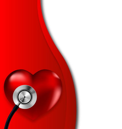 Stethoscope on heart, vector art illustration health.のイラスト素材