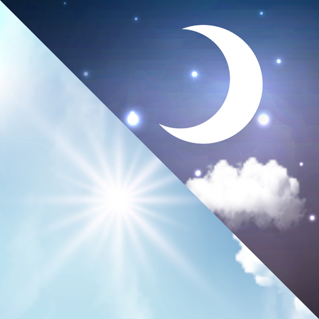 Day and night, vector art illustration of the change of the day.のイラスト素材