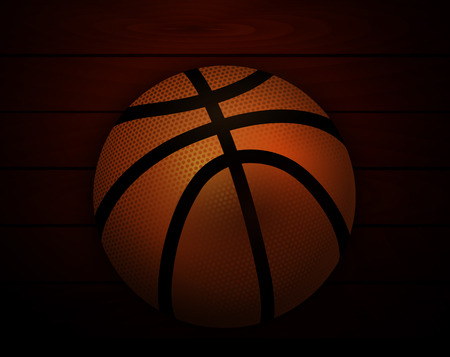 Basketball ball on background of wooden planks, vector art illustration.のイラスト素材