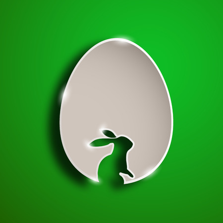 Postcard with Easter egg and the hare with paper, vector art illustration.のイラスト素材