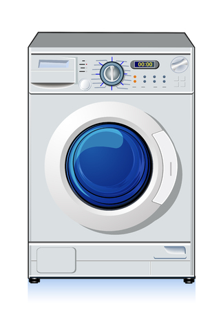 Automatic washing machine, vector art illustration of home appliances.のイラスト素材