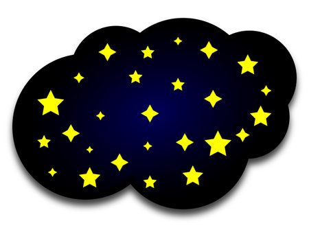 Vector night cloud with stars, vector art illustration.のイラスト素材