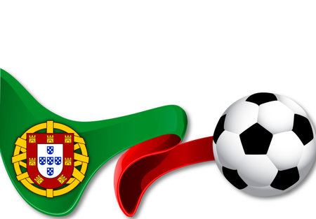 Portuguese flag and soccer ball, vector art illustration.のイラスト素材