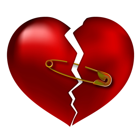 Broken heart torn, vector illustration art of love.のイラスト素材
