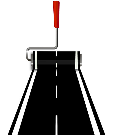 Road with a roller, vector art illustration.のイラスト素材