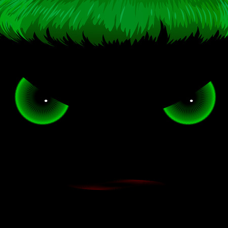 Evil green eyes, vector art illustration of Halloween.のイラスト素材