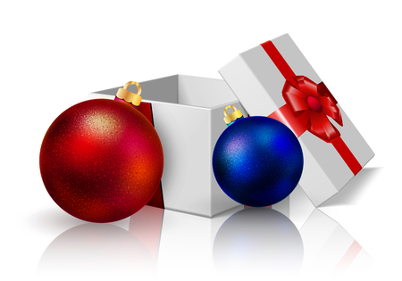 Festive box and Christmas balls,のイラスト素材