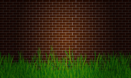 The grass near the wall, vector art illustration.のイラスト素材