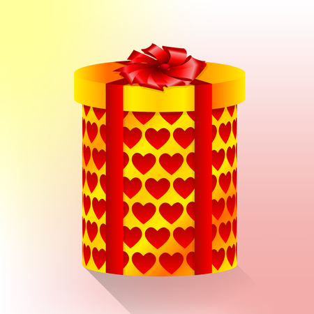 A cylindrical box with hearts, vector art illustration.のイラスト素材