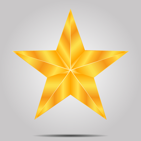 Gold star on a gray background, vector art illustration.のイラスト素材