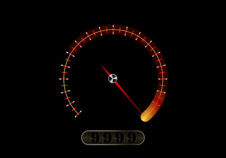 Speedometer on black background, vector art illustration.のイラスト素材
