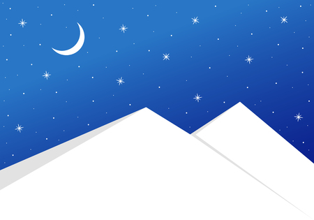 Night starry snowy sky over mountains, vector art illustration.のイラスト素材
