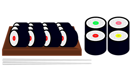 Set of diverse sushi, vector art illustration.のイラスト素材