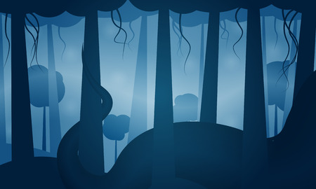 A huge snake in the jungle, vector art illustration.のイラスト素材