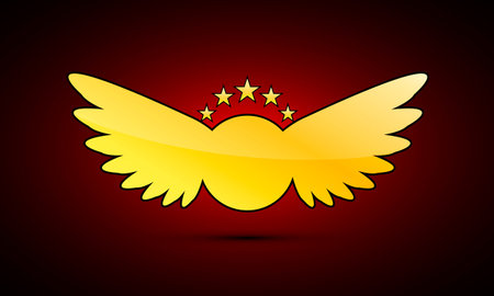 Golden coat of arms with wings, vector art illustration.のイラスト素材