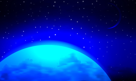 Landscape blue planet, vector art illustration of space.のイラスト素材