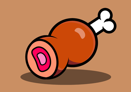 Chicken thigh, vector art illustration of eating.のイラスト素材