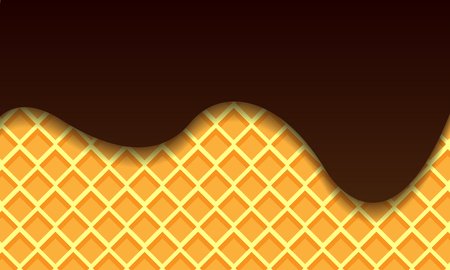 Background of wafers in chocolate, vector art illustration.のイラスト素材