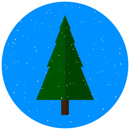 Christmas tree with snow in a flat design, vector art illustration.のイラスト素材