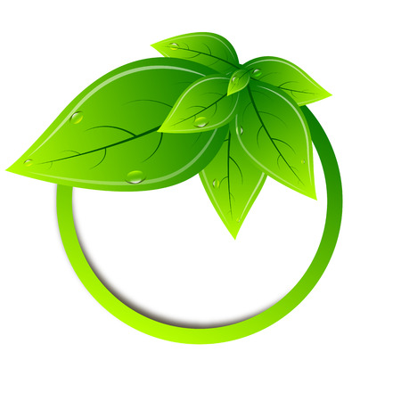Ring banner with green leaves, abstract artistic illustration.のイラスト素材
