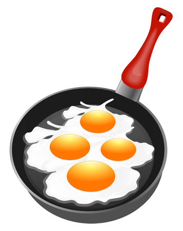 Frying pan, vector art illustration of eating.のイラスト素材