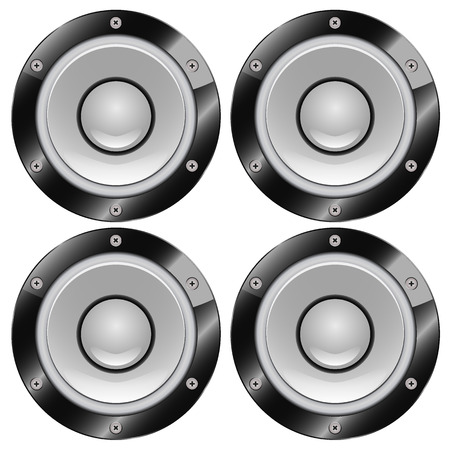 Isolated four subwoofers, vector art illustration of eating.のイラスト素材