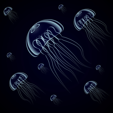 Abstract big jellyfish, vector art illustration of an animal.のイラスト素材