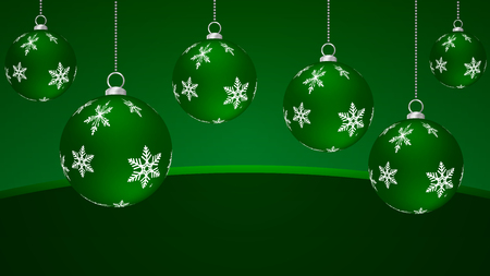 Hanging christmas green balls, vector art illustration.のイラスト素材