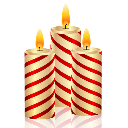 Three holiday candles, vector art illustration.のイラスト素材