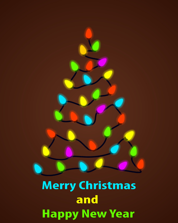 Christmas tree of garlands, vector art illustration.のイラスト素材