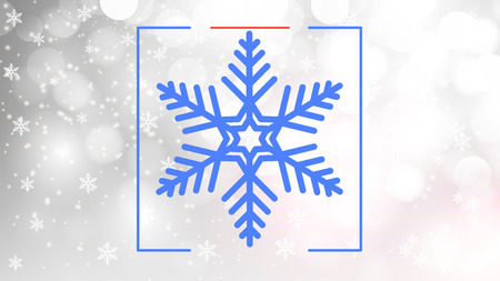 Blue snowflake on silver bokeh background, vector art illustration.のイラスト素材