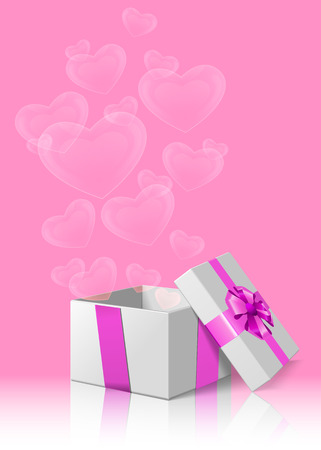 Air hearts fly out of the open boxのイラスト素材