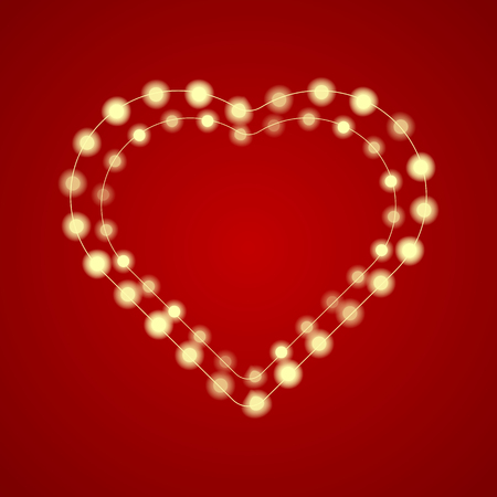 Heart shaped garland on redのイラスト素材