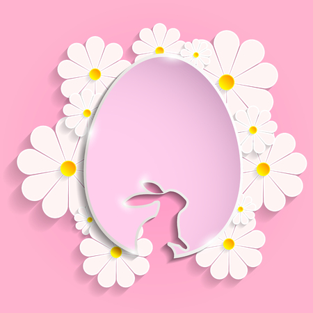 Easter card with paper and flowersのイラスト素材