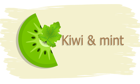 logo kiwi with mintのイラスト素材