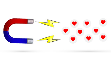 Magnet attracts likes, vector art illustration.のイラスト素材