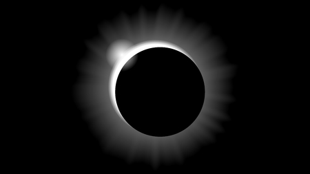 Solar eclipse in black and white styleのイラスト素材
