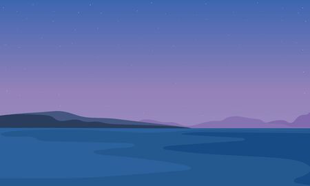 Mountains landscape against the sky on a summer nightのイラスト素材