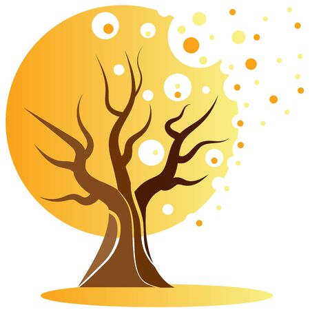Orange autumn tree, vector art illustration.のイラスト素材