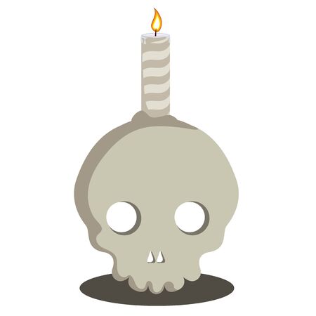 Skull with a burning candle, vector art illustration.のイラスト素材
