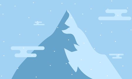 Winter snow mountain landscape, vector art illustration.のイラスト素材