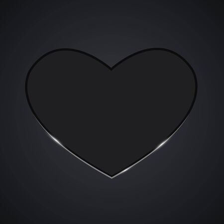 Valentine heart in black colors, vector art illustration.のイラスト素材