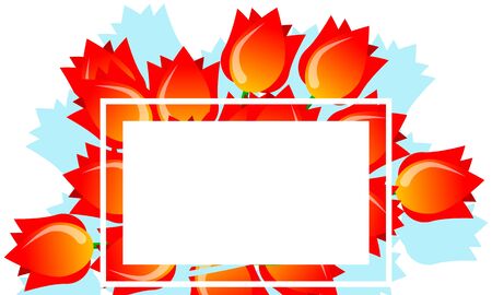 Spring tulips with white bannerのイラスト素材