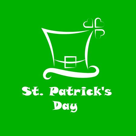 St patricks day white line with leprechaun hatのイラスト素材
