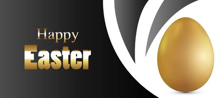 Happy easter banner in black golden colors, vector art illustration.のイラスト素材